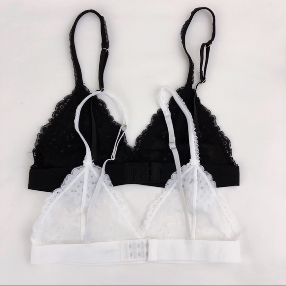 2 PACK Becca Lace Bralette Bra NEW Black & White - Picture 4 of 8